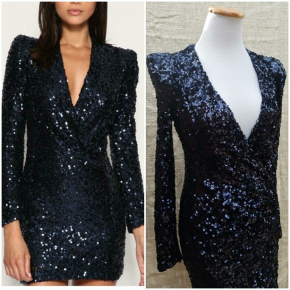 wrap front sequin dress
